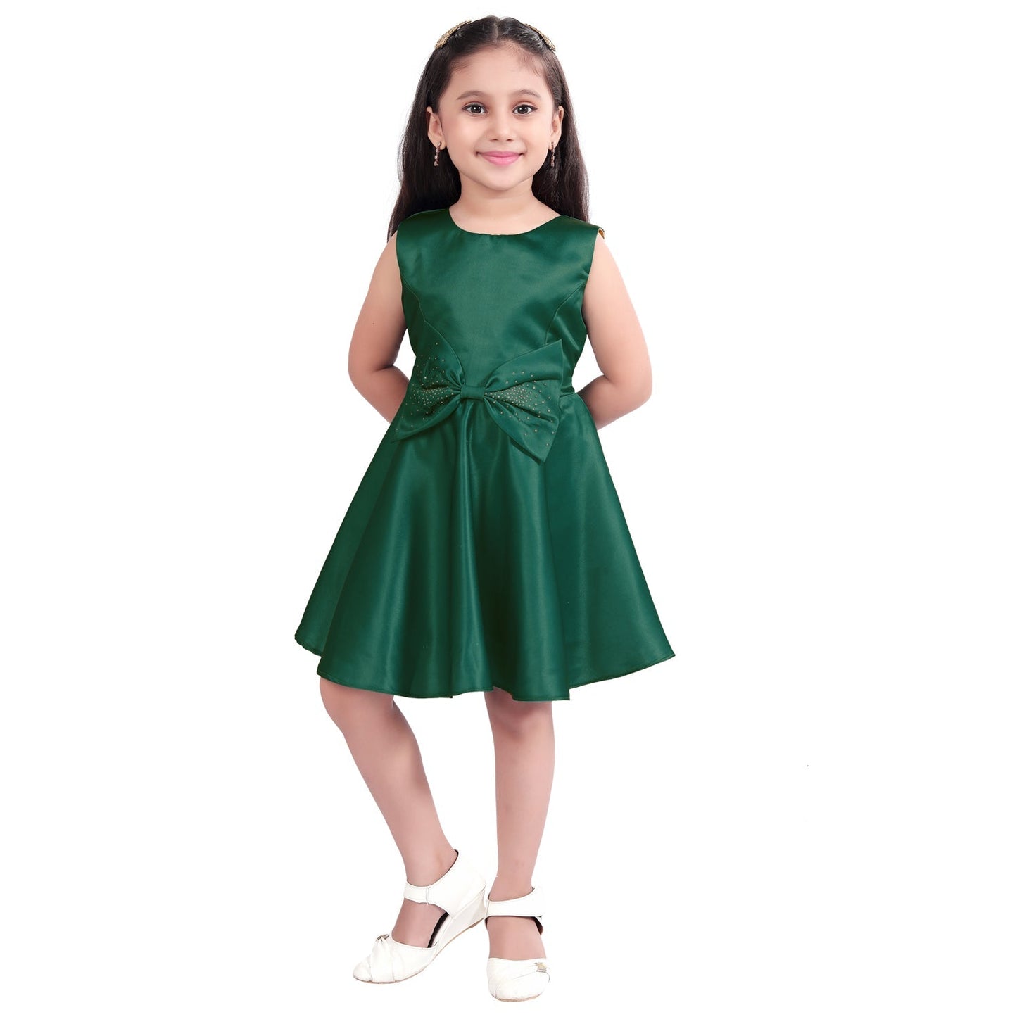 Girls A-line Sleeveless Satin dress