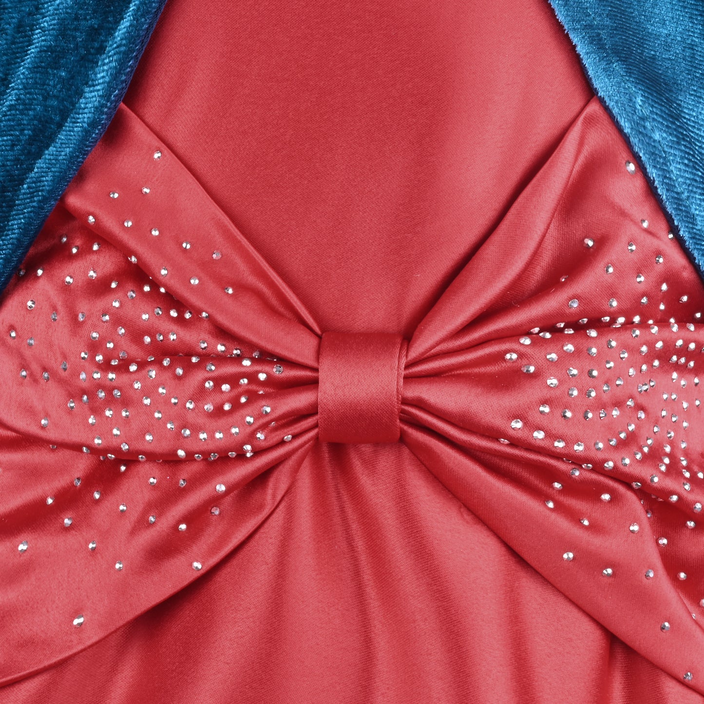 Girls Satin Party Wear Dress with Velvet Shrug & Bow Design