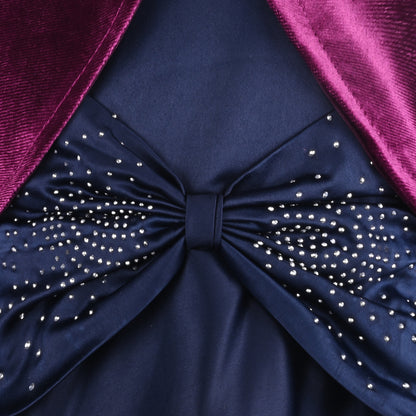 Girls Satin Party Wear Dress with Velvet Shrug & Bow Design
