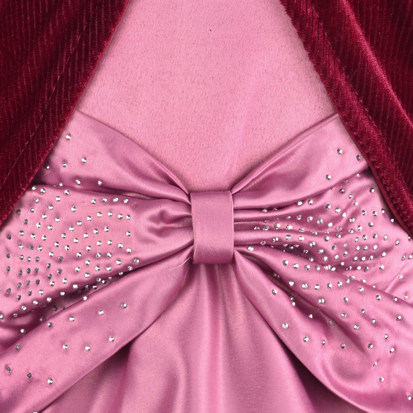 Girls Satin Party Wear Dress with Velvet Shrug & Bow Design