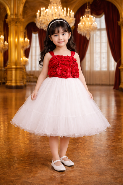 Girls Floral Embellished Square Neck dress