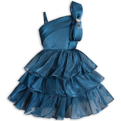 Girls Princess Flared Glittery Party Dress