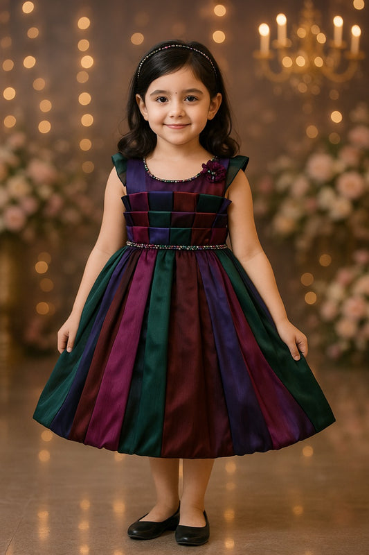 Girls Ruffle Detail Fit and Flare Party Dress