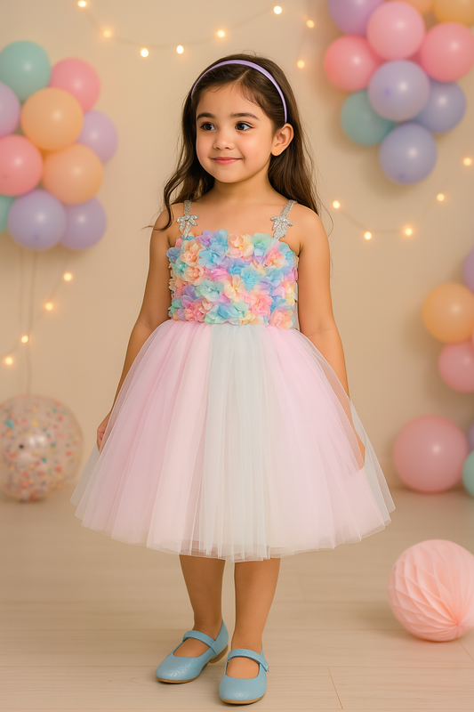 Girls Ruffels Solid Fit and Flare Frock Dress