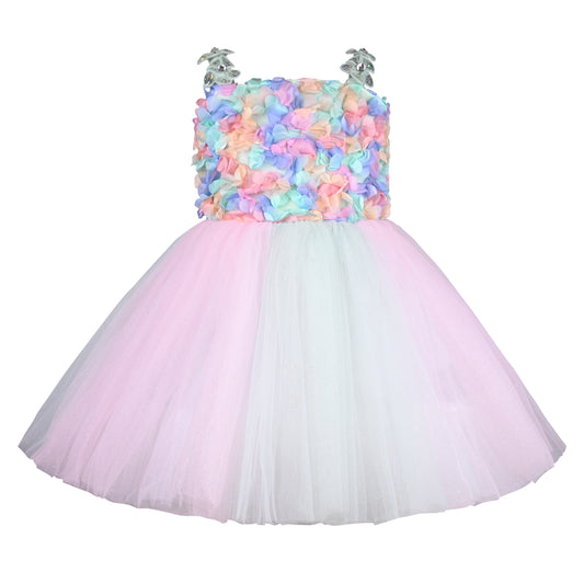 Girls Ruffels Solid Fit and Flare Frock Dress