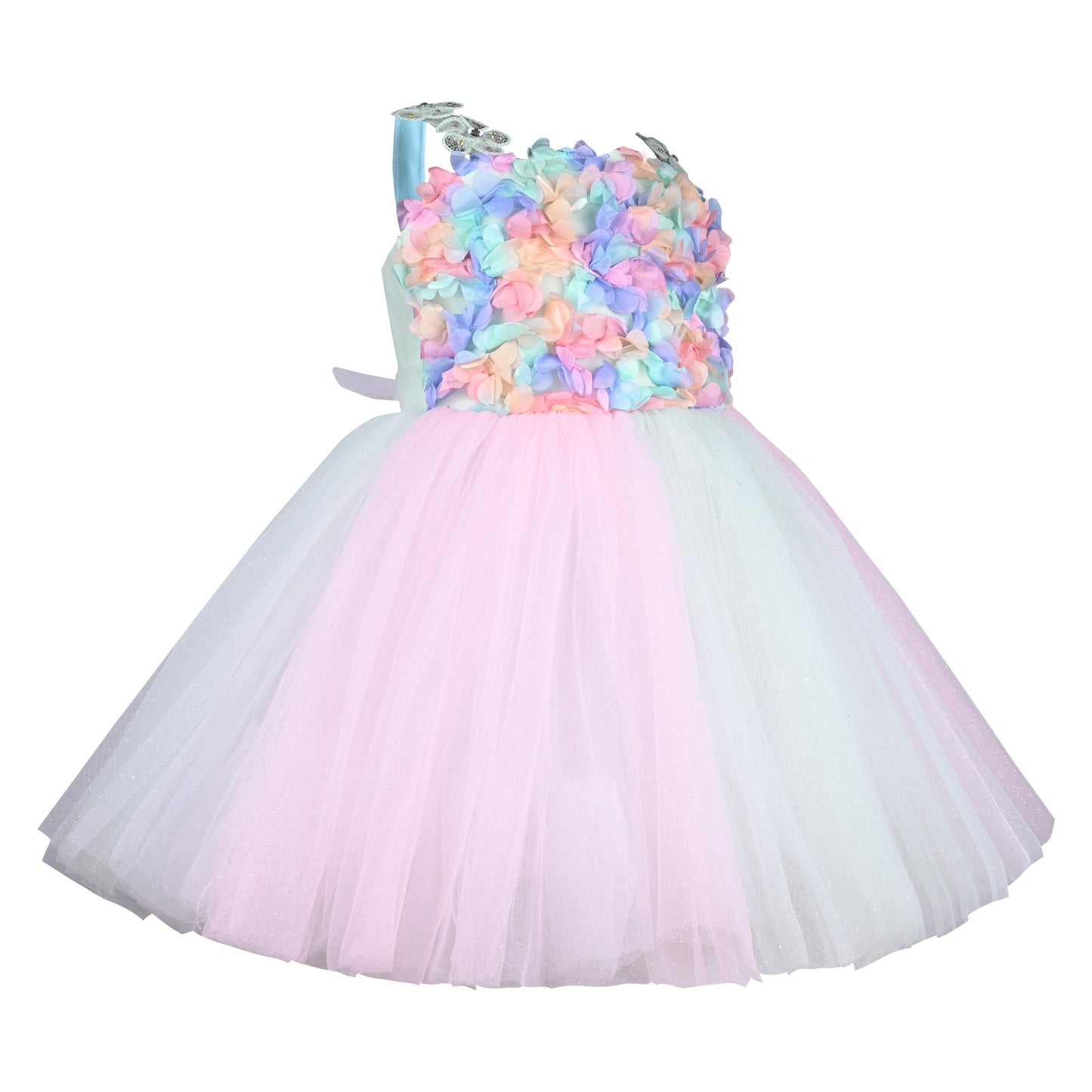 Girls Ruffels Solid Fit and Flare Frock Dress