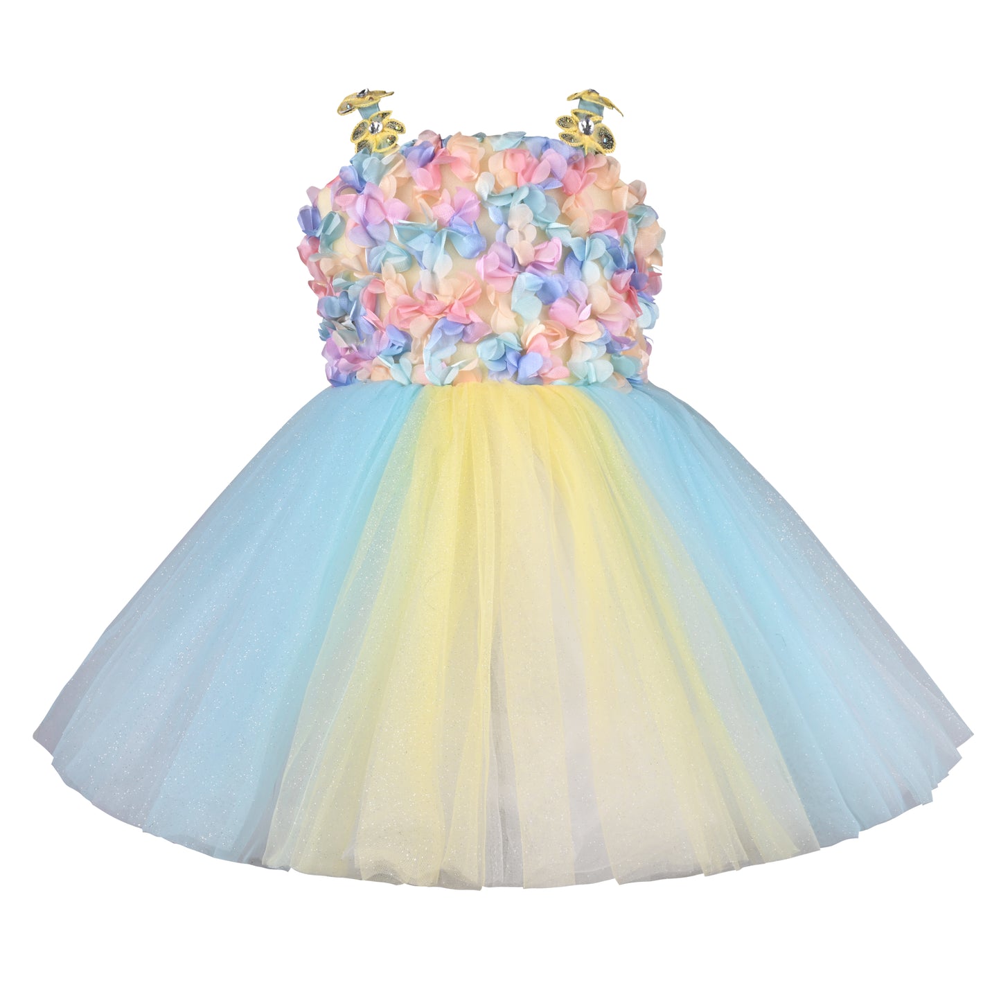 Girls Ruffels Solid Fit and Flare Frock Dress