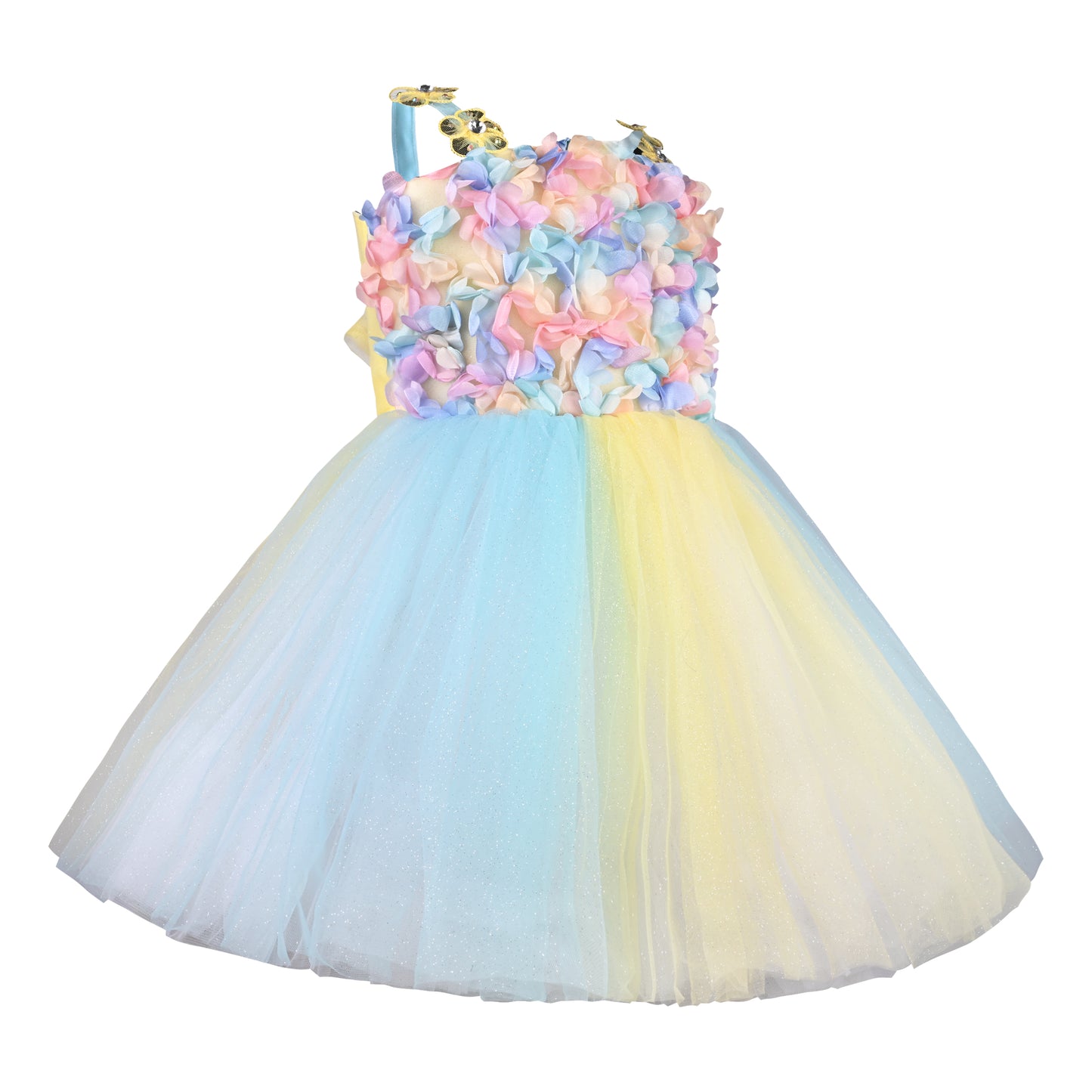 Girls Ruffels Solid Fit and Flare Frock Dress