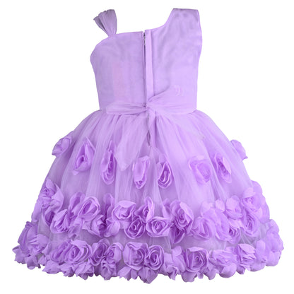 Girls Solid Net Fabric A-Line Frock Dress