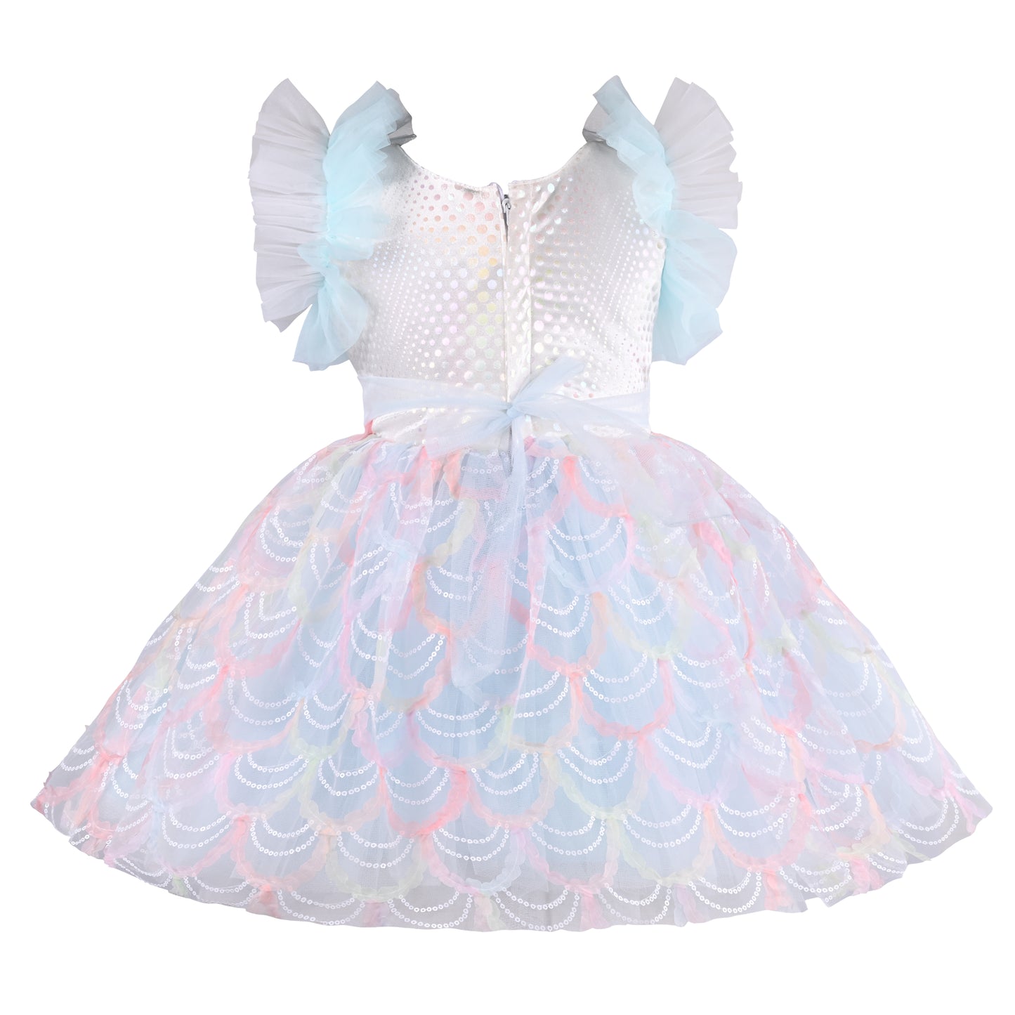 Girls Embellished Net Fabric A-Line Frock Dress