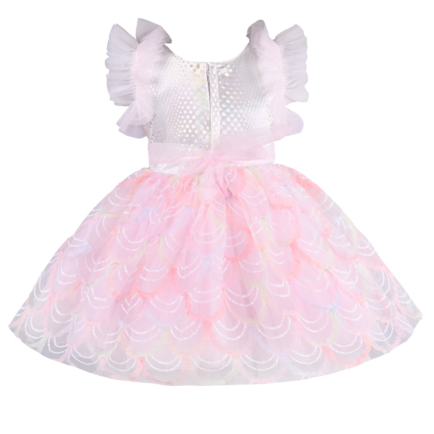 Girls Embellished Net Fabric A-Line Frock Dress