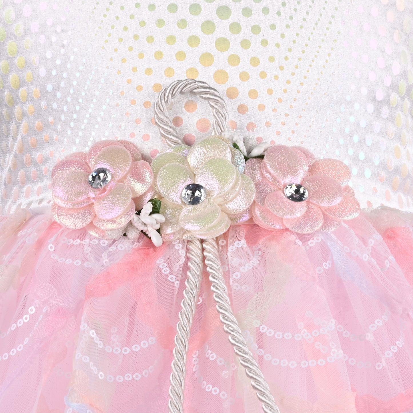 Girls Embellished Net Fabric A-Line Frock Dress