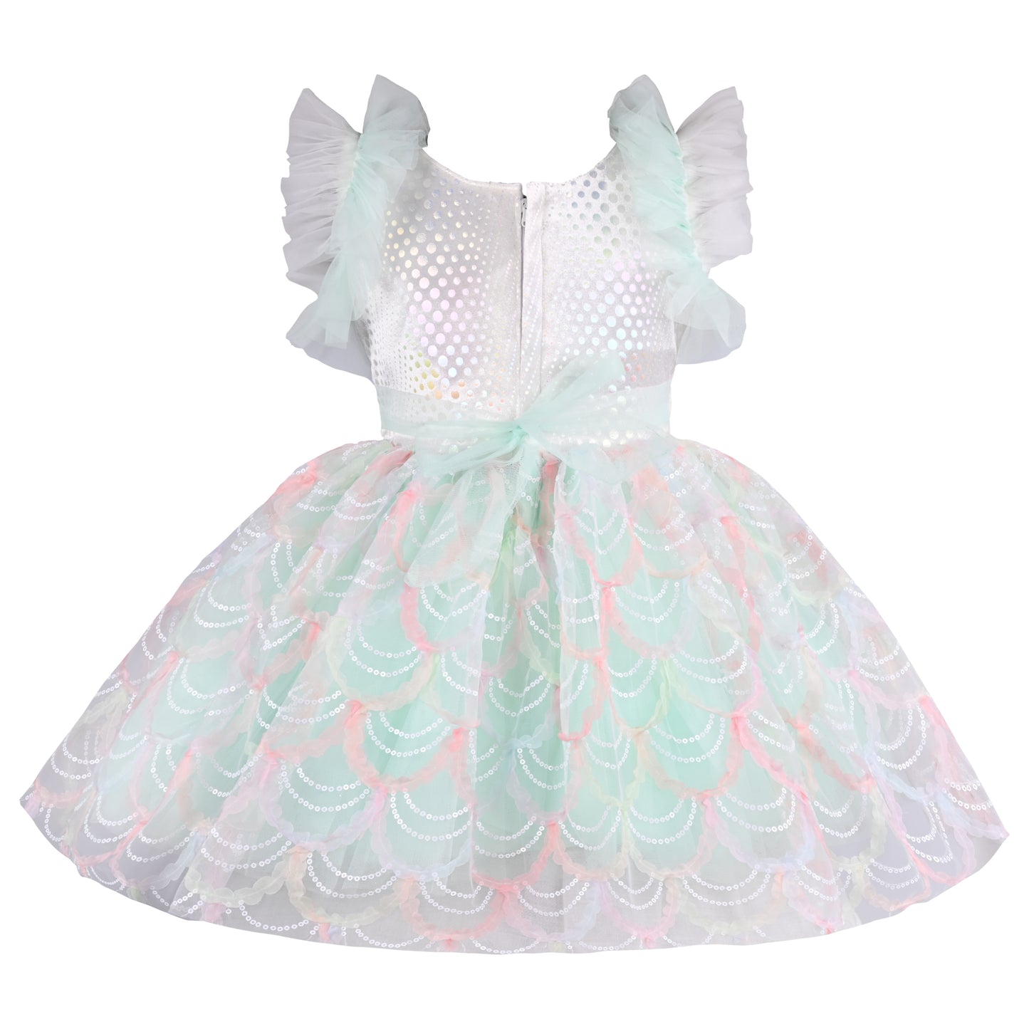 Girls Embellished Net Fabric A-Line Frock Dress