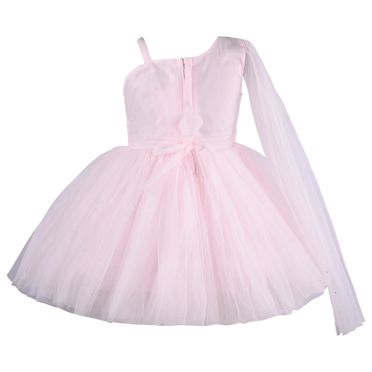 Girls Solid Net Fabric A-Line Frock Dress