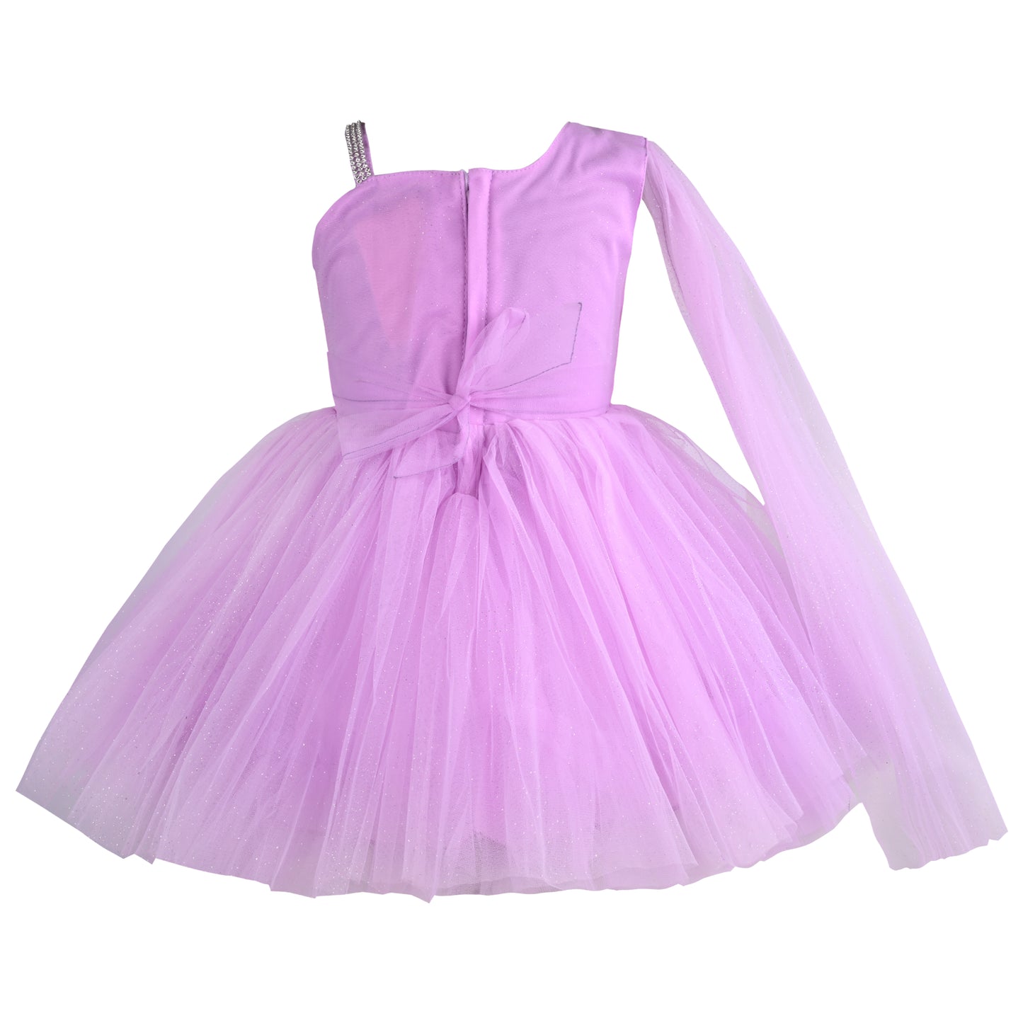 Girls Solid Net Fabric A-Line Frock Dress