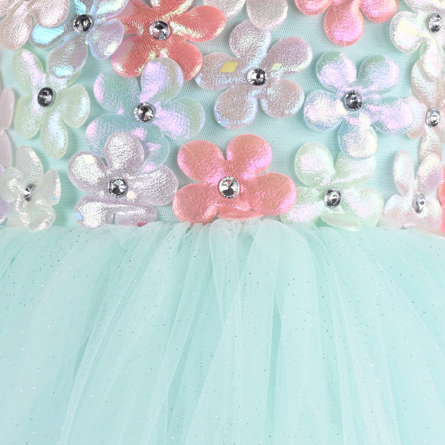 Girls Solid Net Fabric A-Line Frock Dress