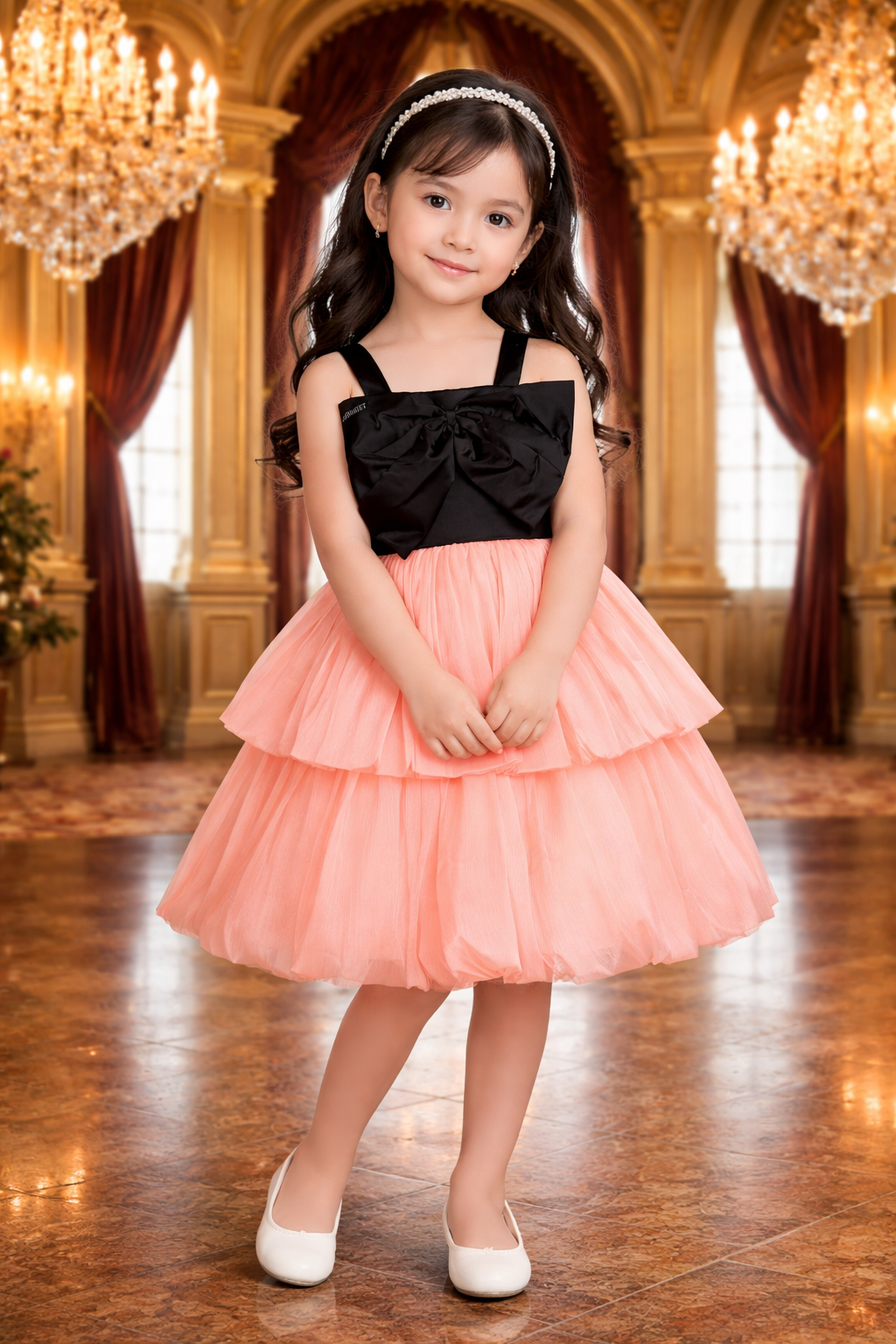 Girls Solid Fit and Flare Frock Dress