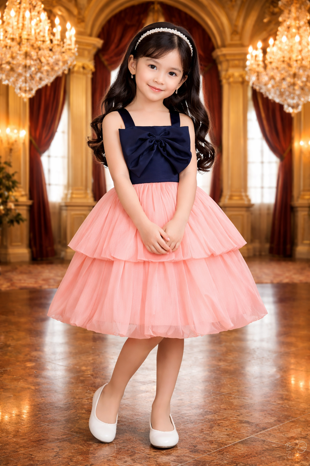 Girls Solid Fit and Flare Frock Dress