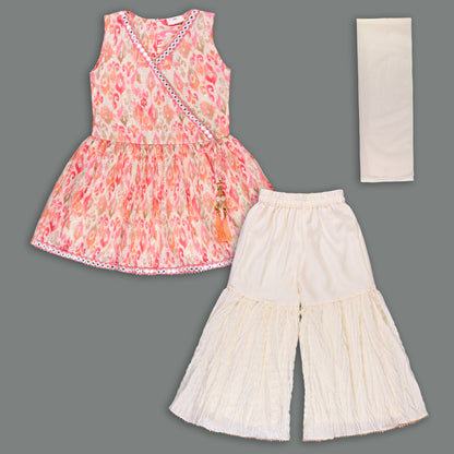 Girls Printed Lace Kurta with Sharara Set
