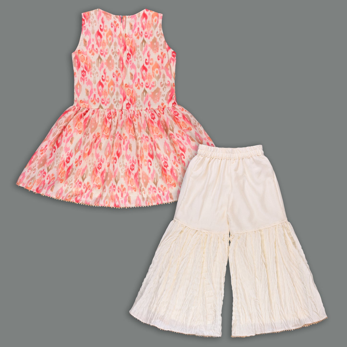 Girls Printed Lace Kurta with Sharara Set