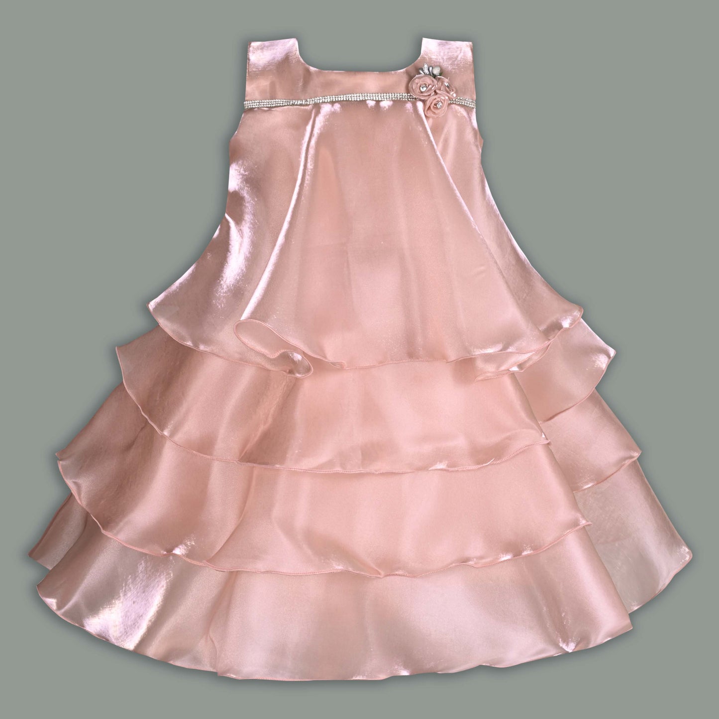 Girls Floral Embellished Tiered Party Dress
