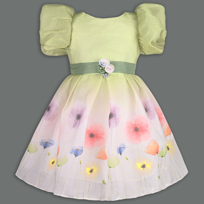 Girls Soft Pastel Floral Print Party Dress