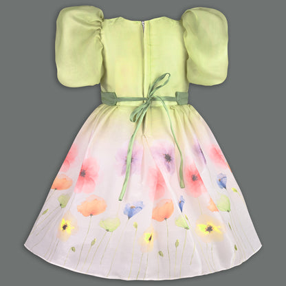 Girls Soft Pastel Floral Print Party Dress