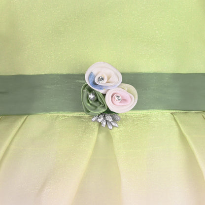 Girls Soft Pastel Floral Print Party Dress