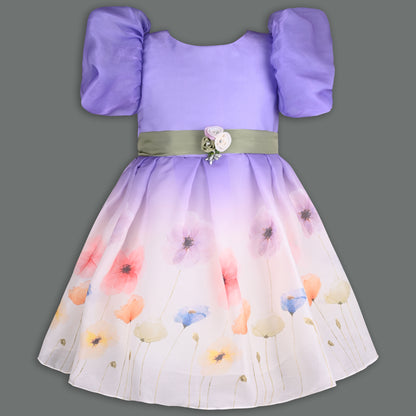 Girls Soft Pastel Floral Print Party Dress