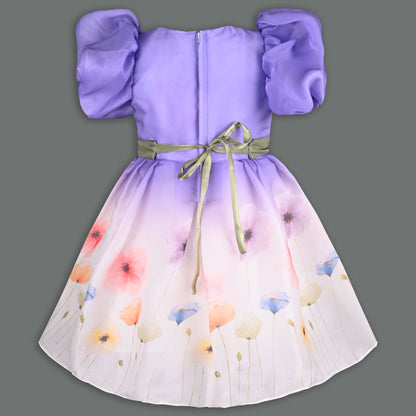 Girls Soft Pastel Floral Print Party Dress