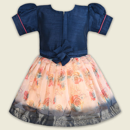 Girls Bead Embellished Floral Zari Ethnic Dress bxap492