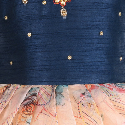 Girls Bead Embellished Floral Zari Ethnic Dress bxap492