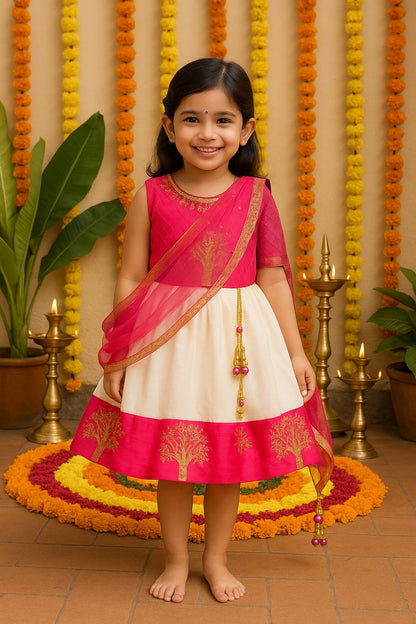 Girls Embroidered Ethnic Half saree dress