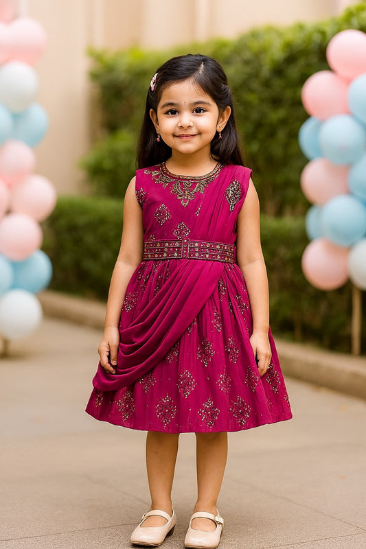 Girls Floral Print Fit and Flare Frock Dress