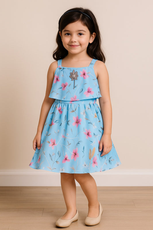 Girls Woven Sleeveless Fit and Flare Frock Dress