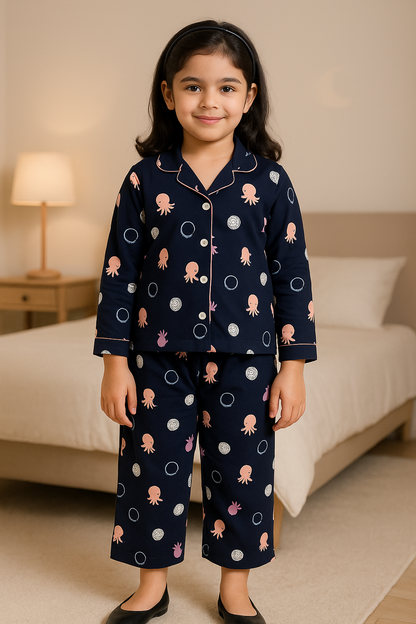 Unisex Printed Top and Bottom Pyjamas Night Dress