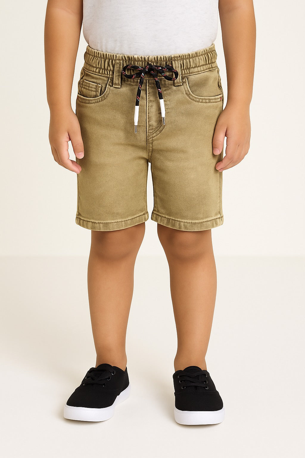 Boys Elastic Waist Drawstring Demin Shorts