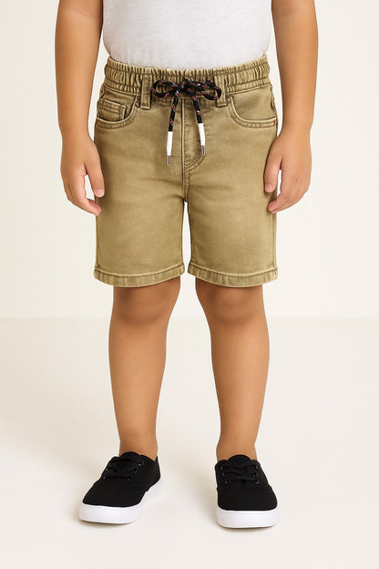 Boys Elastic Waist Drawstring Demin Shorts