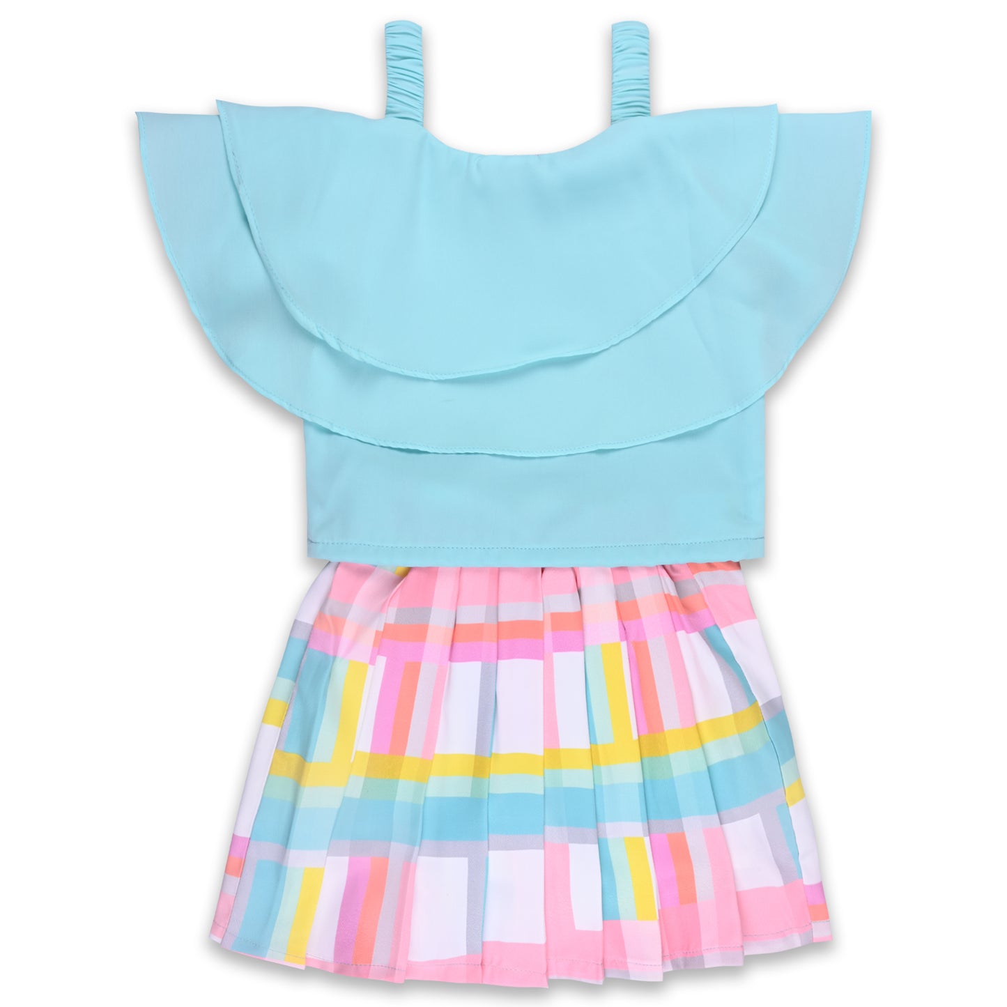 Girls Checked Top and Skirt Clothing Set