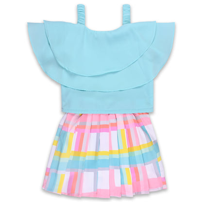 Girls Checked Top and Skirt Clothing Set