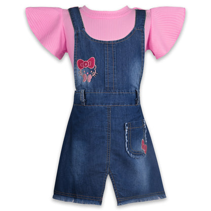 Girls Printed Top and Shorts Dungaree Set