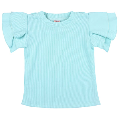 Girls Solid Top and Shorts Dungaree Set
