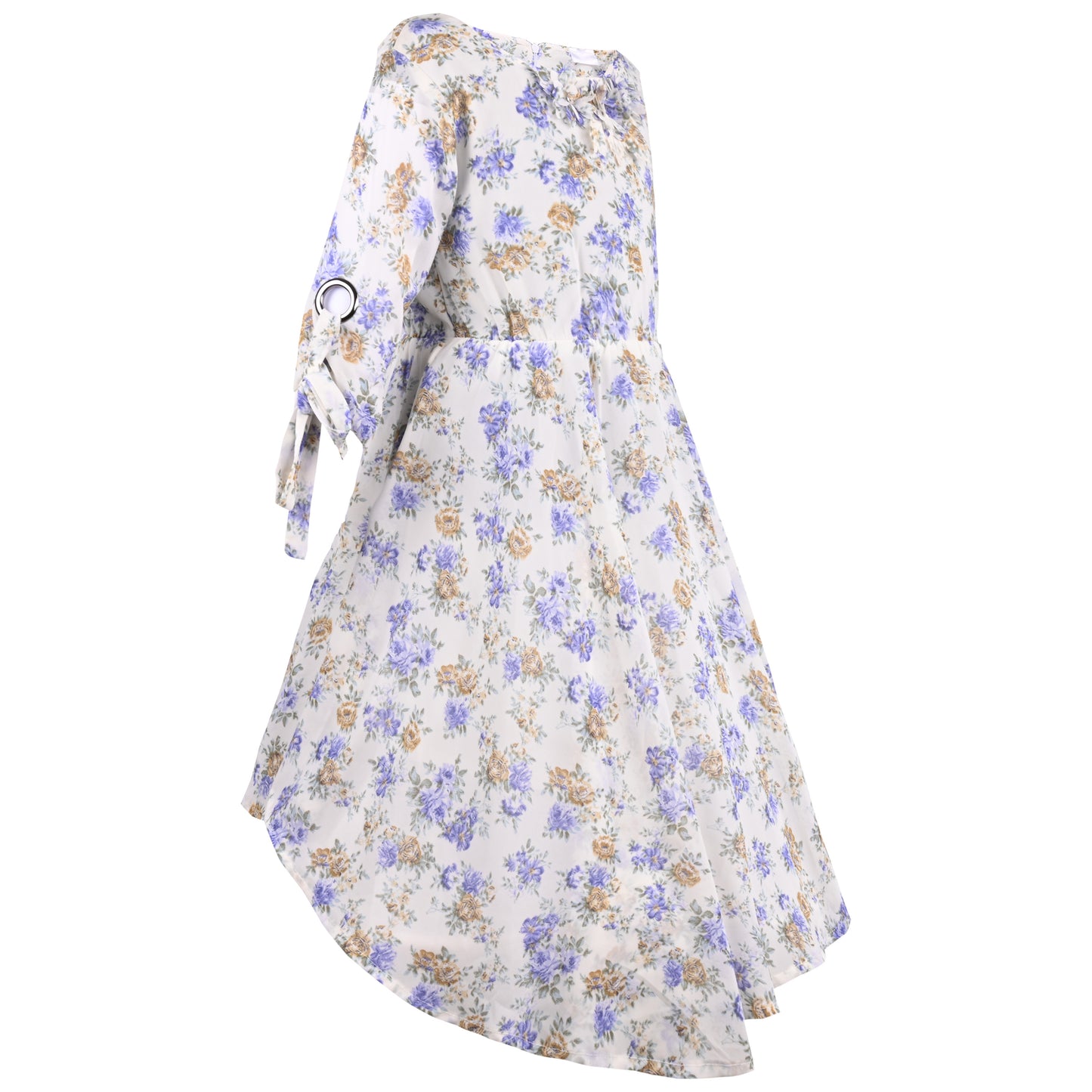 Girls Floral Print 3/4 Sleeve Fit and Flare Frock Dress
