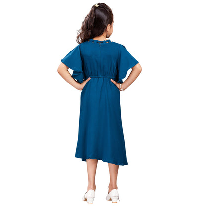 Girls Stylized Neck Fit and Flare Dress
