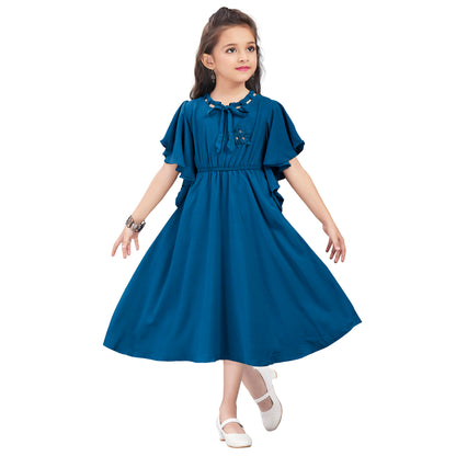 Girls Stylized Neck Fit and Flare Dress