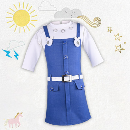 Girls Stylish Top and Dungaree Set with Belt