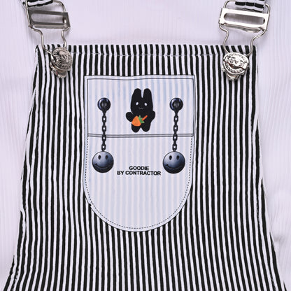 Girls Stylish Top and Striped Dungaree Set
