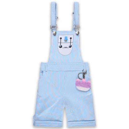 Girls Stylish Top and Striped Dungaree Set
