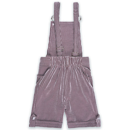 Girls Stylish Top and Striped Dungaree Set