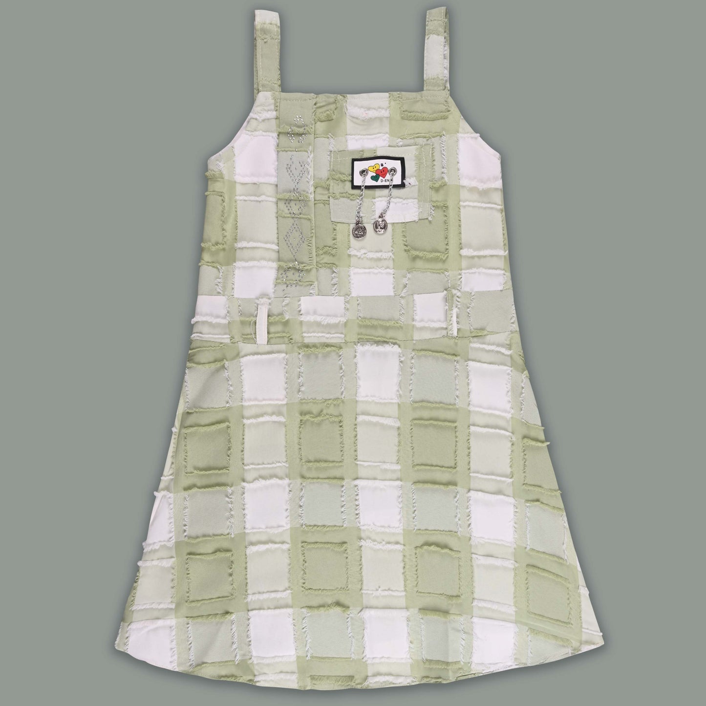 Girls Checkered Texture Flared Top with Dungaree
